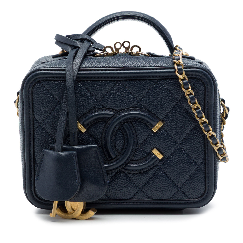 Pre-Loved Chanel Small Caviar CC Filigree Vanity Case